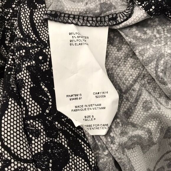 Motherhood Maternity Dress Size Small Black Grey Floral Short Cap Sleeves Midi - Picture 11 of 12